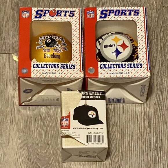 2006 Pittsburgh Steelers Sports Collectors Glass Ornaments L Set of 3 Christmas - Picture 1 of 11